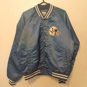 Vtg Indianapolis Colts Chalk Line Mens XL Back Arch Satin Bomber Jacket READ